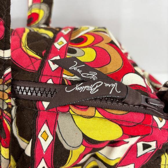 Vera Bradley Quilted Weekender Duffel Bag Brown Puccini Floral Travel Gym Work - Picture 3 of 10